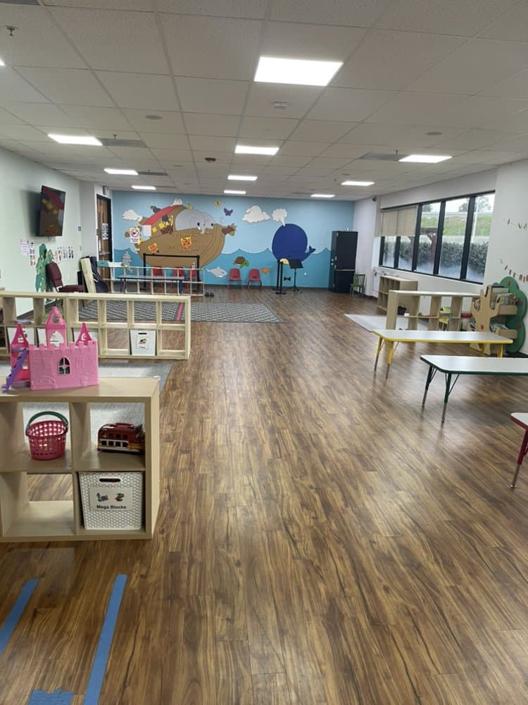 Childcare center floor and play area after a scheduled clean